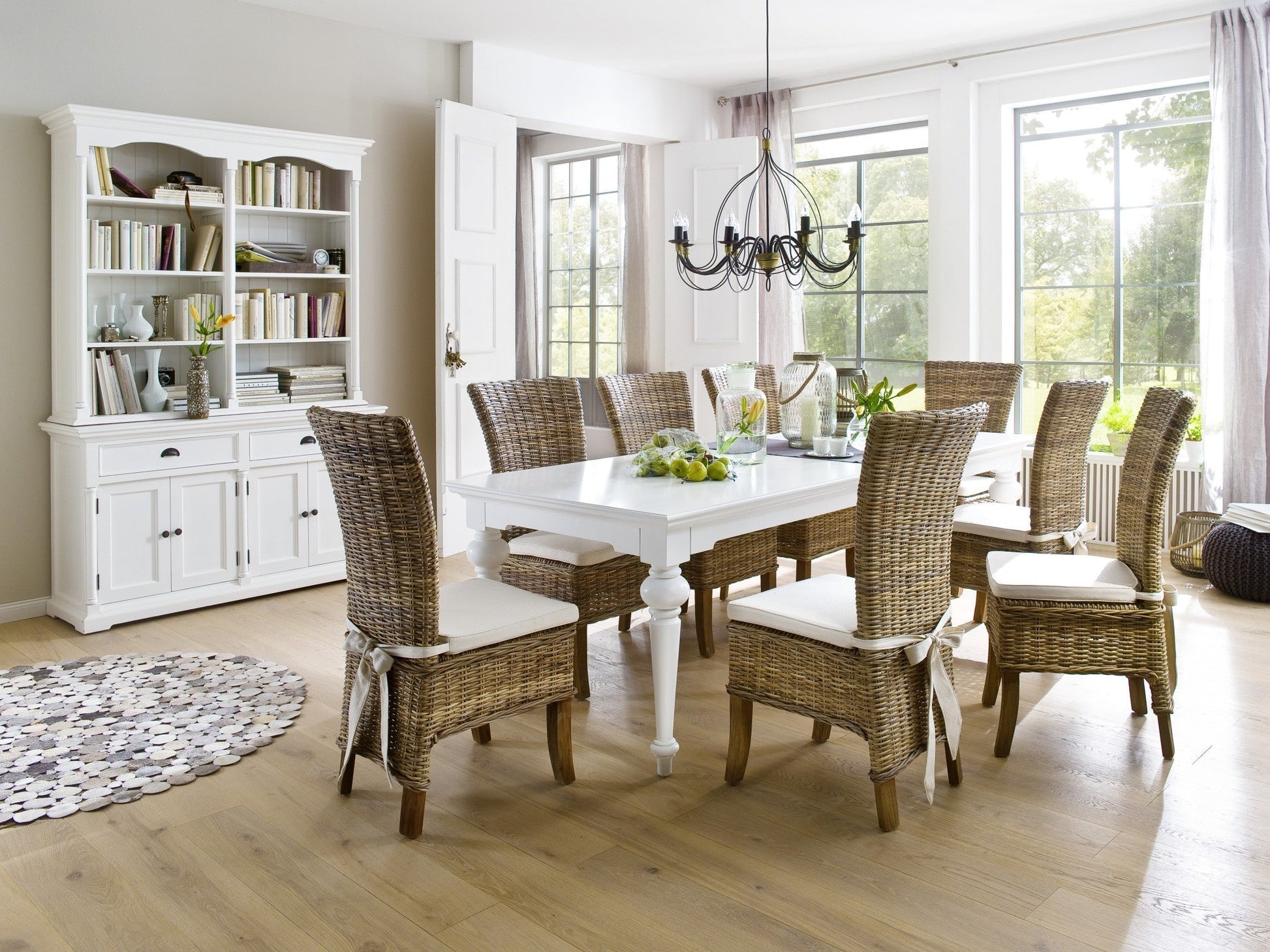 HomeRoots 94" Modern Farmhouse Dining Table in Glossy White Finish