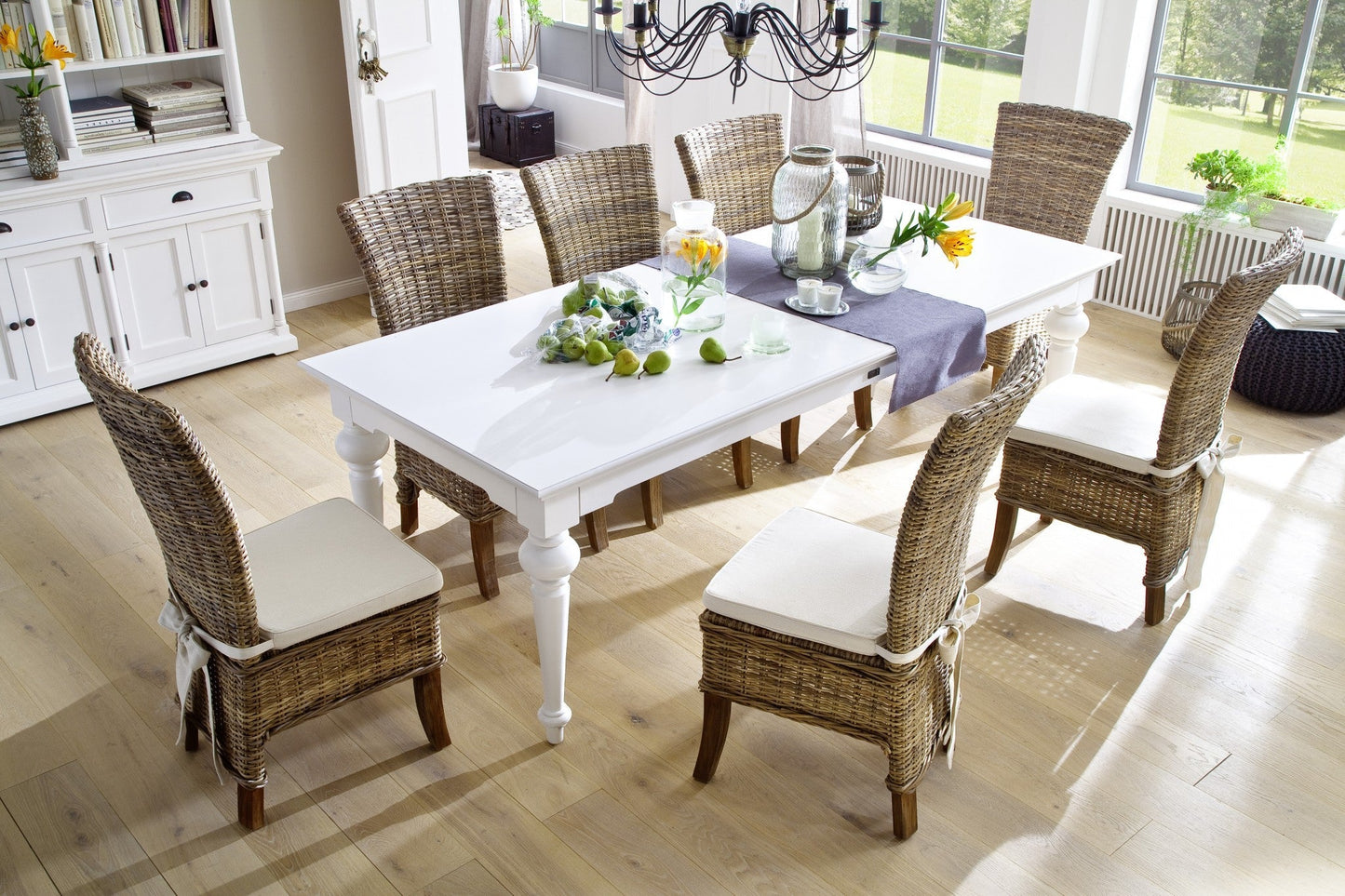 HomeRoots 94" Modern Farmhouse Dining Table in Glossy White Finish