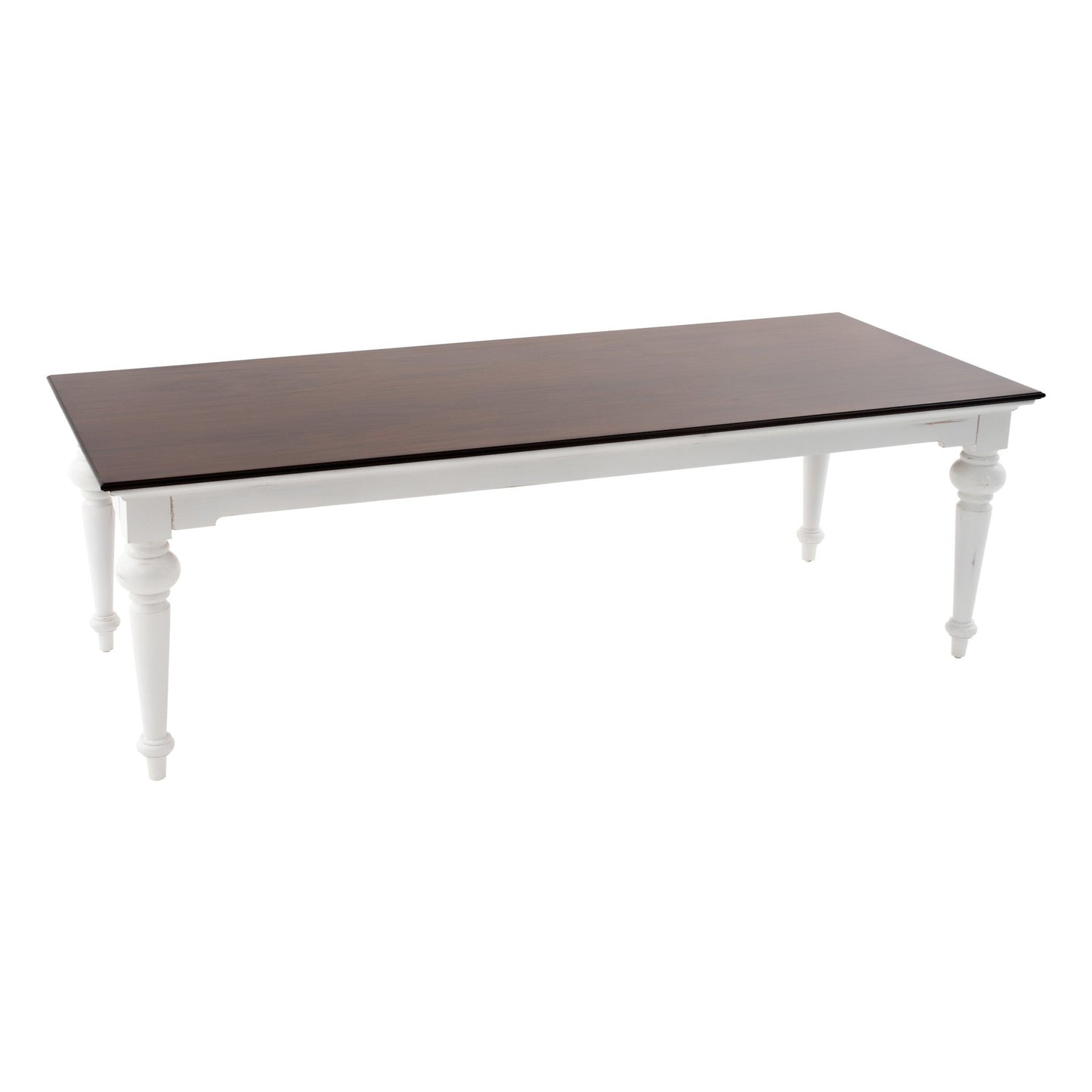 HomeRoots 94" Rustic Modern Farmhouse Dining Table With White and Dark Brown Finish
