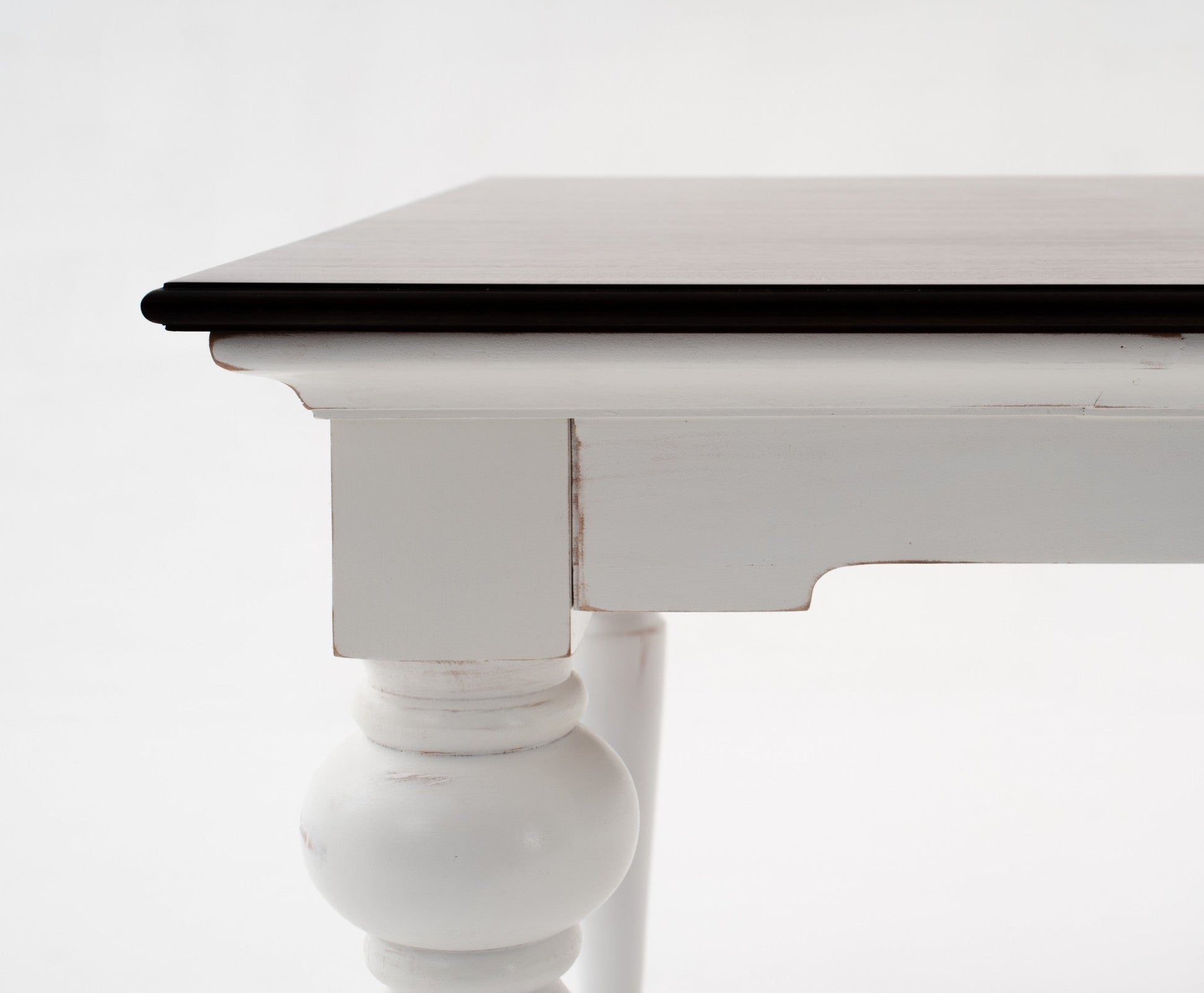 HomeRoots 94" Rustic Modern Farmhouse Dining Table With White and Dark Brown Finish
