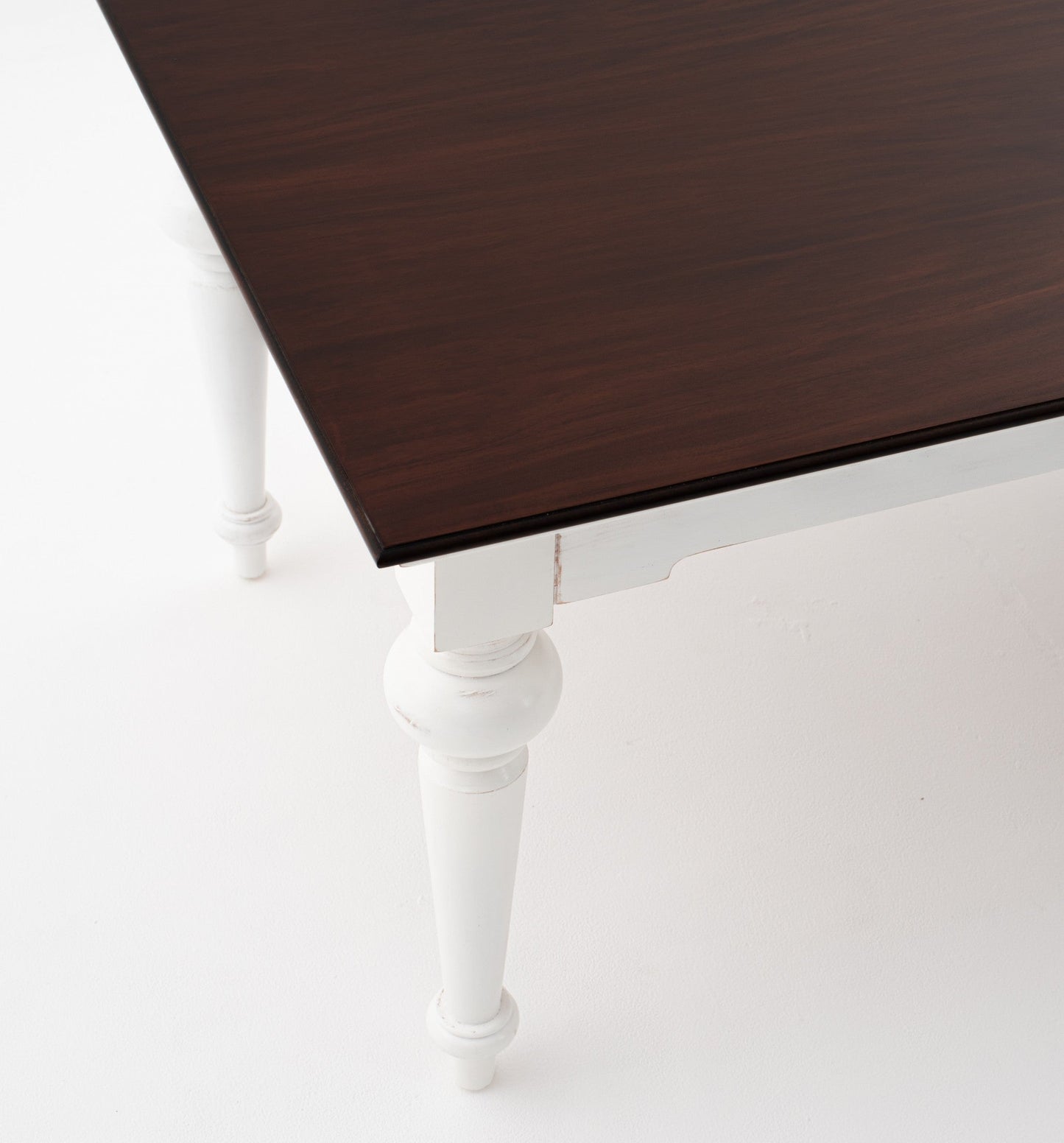 HomeRoots 94" Rustic Modern Farmhouse Dining Table With White and Dark Brown Finish