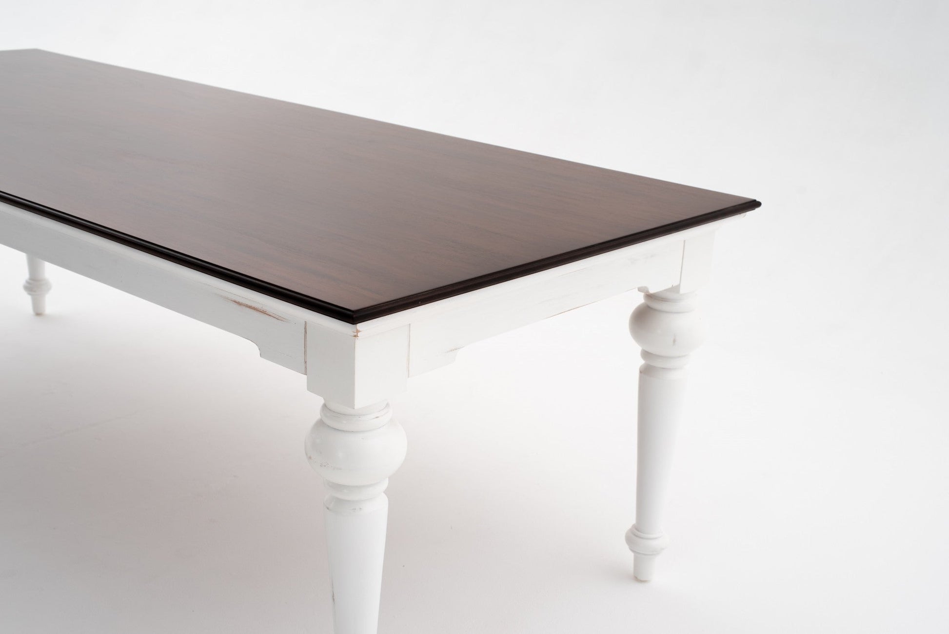 HomeRoots 94" Rustic Modern Farmhouse Dining Table With White and Dark Brown Finish