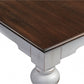HomeRoots 94" Rustic Modern Farmhouse Dining Table With White and Dark Brown Finish