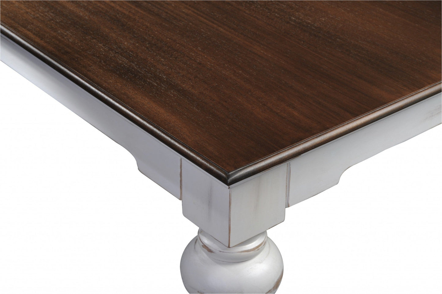 HomeRoots 94" Rustic Modern Farmhouse Dining Table With White and Dark Brown Finish