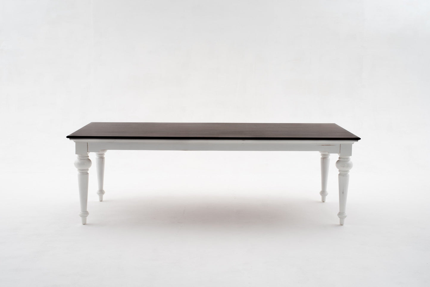 HomeRoots 94" Rustic Modern Farmhouse Dining Table With White and Dark Brown Finish