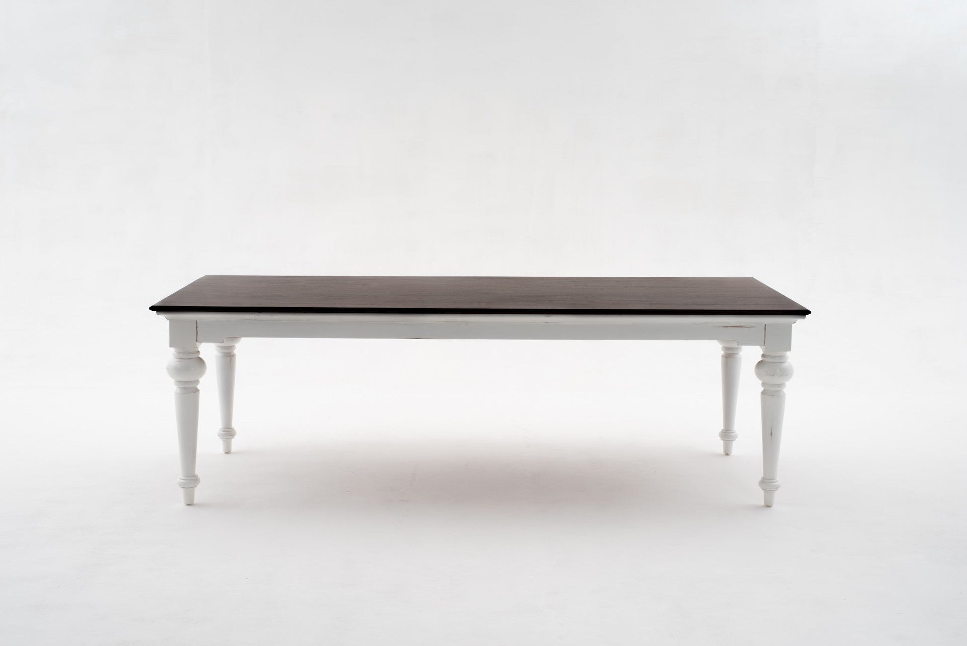 HomeRoots 94" Rustic Modern Farmhouse Dining Table With White and Dark Brown Finish
