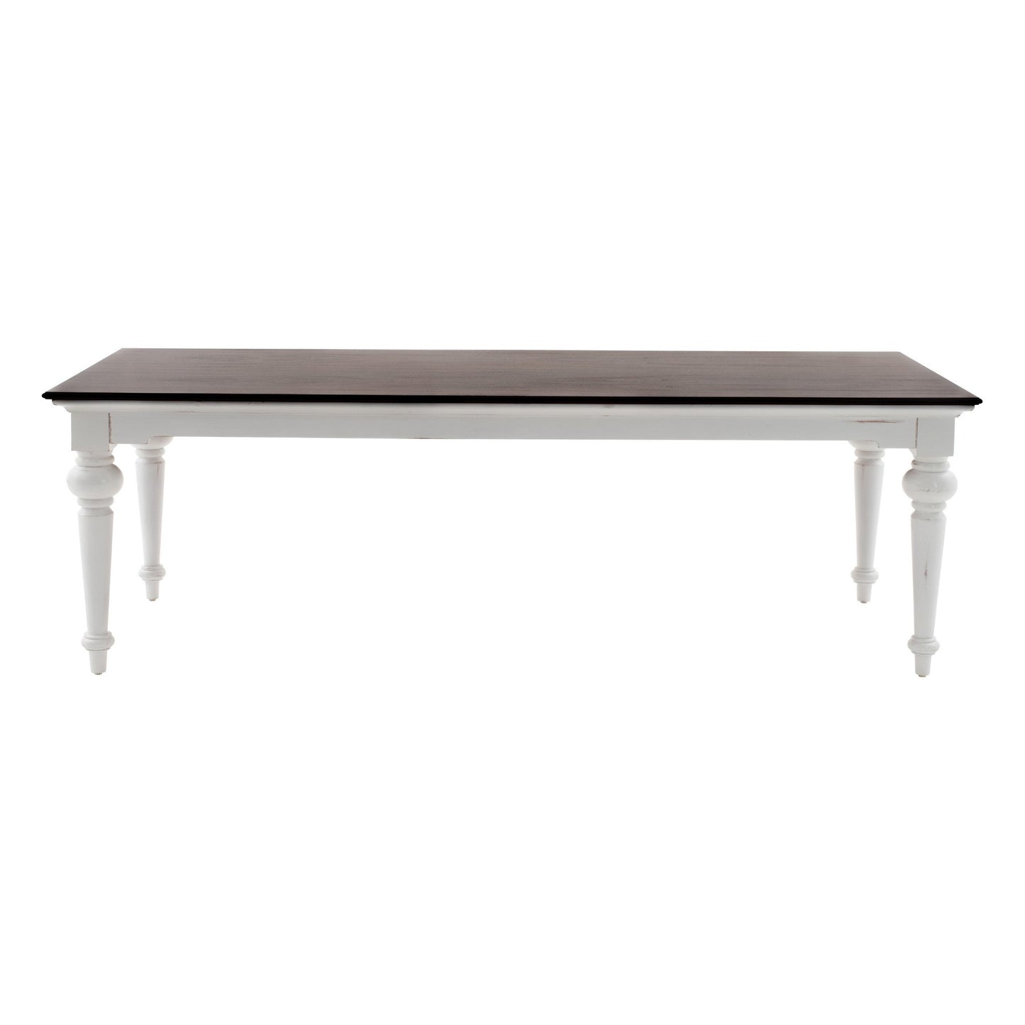 HomeRoots 94" Rustic Modern Farmhouse Dining Table With White and Dark Brown Finish