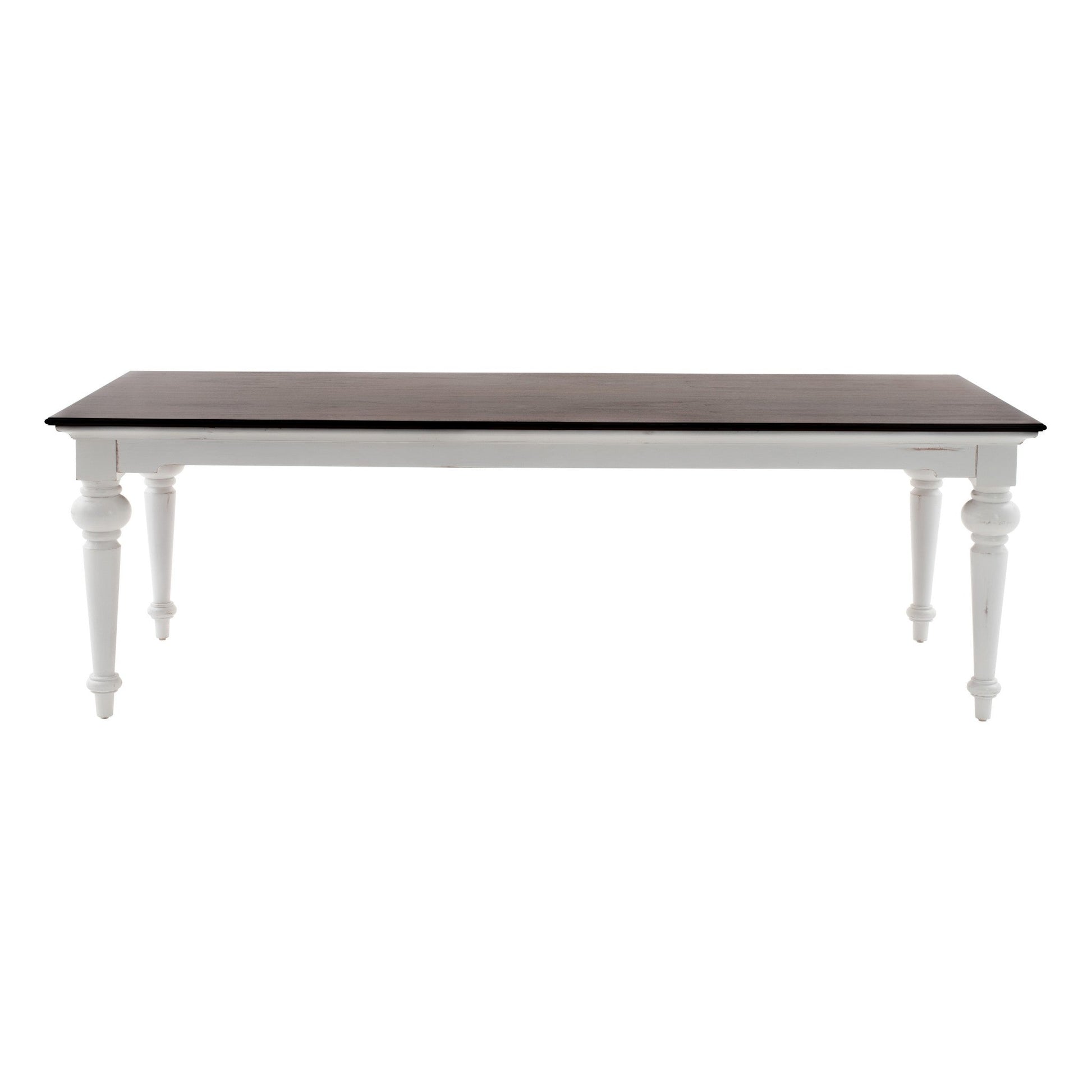 HomeRoots 94" Rustic Modern Farmhouse Dining Table With White and Dark Brown Finish