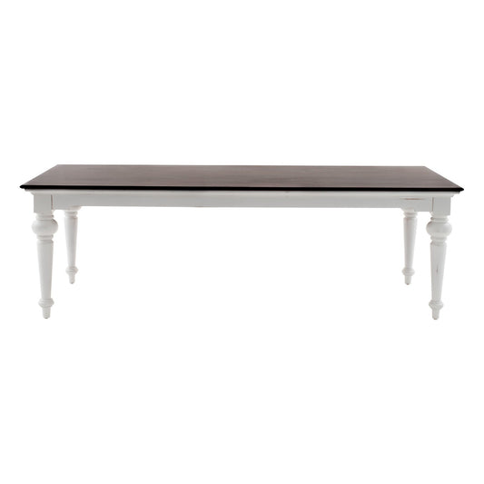 HomeRoots 94" Rustic Modern Farmhouse Dining Table With White and Dark Brown Finish