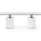 HomeRoots 94 x 39 x 30 White Glass Stainless Steel Dining Table