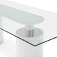 HomeRoots 94 x 39 x 30 White Glass Stainless Steel Dining Table