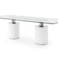 HomeRoots 94 x 39 x 30 White Glass Stainless Steel Dining Table