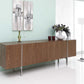 HomeRoots 95" x 17" x 30" Stainless Steel Buffet With Walnut Finish