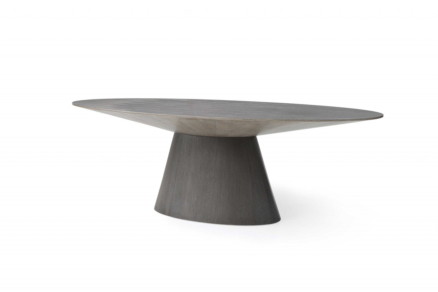 HomeRoots 95 x 43 x 30 Gray Oak0 Veneer Oval Dining Table