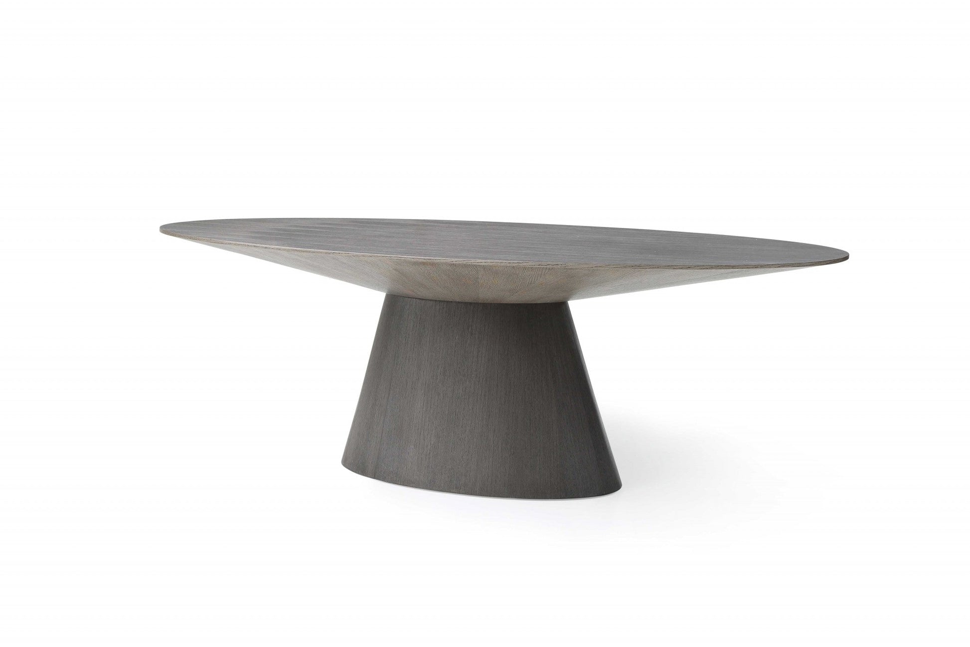 HomeRoots 95 x 43 x 30 Gray Oak0 Veneer Oval Dining Table