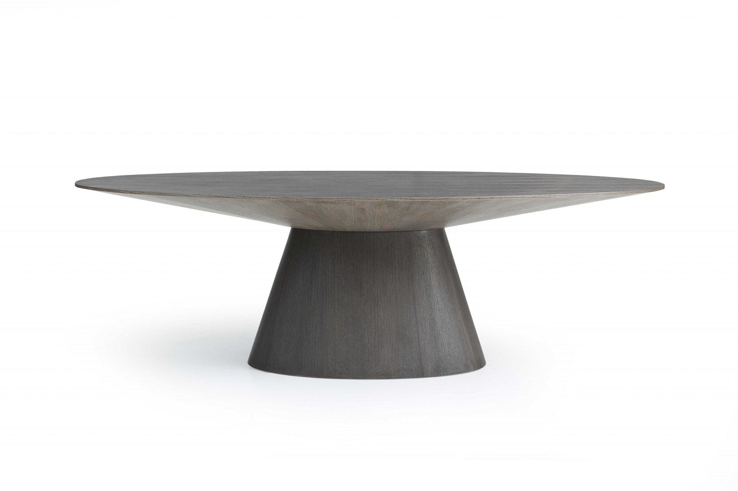 HomeRoots 95 x 43 x 30 Gray Oak0 Veneer Oval Dining Table