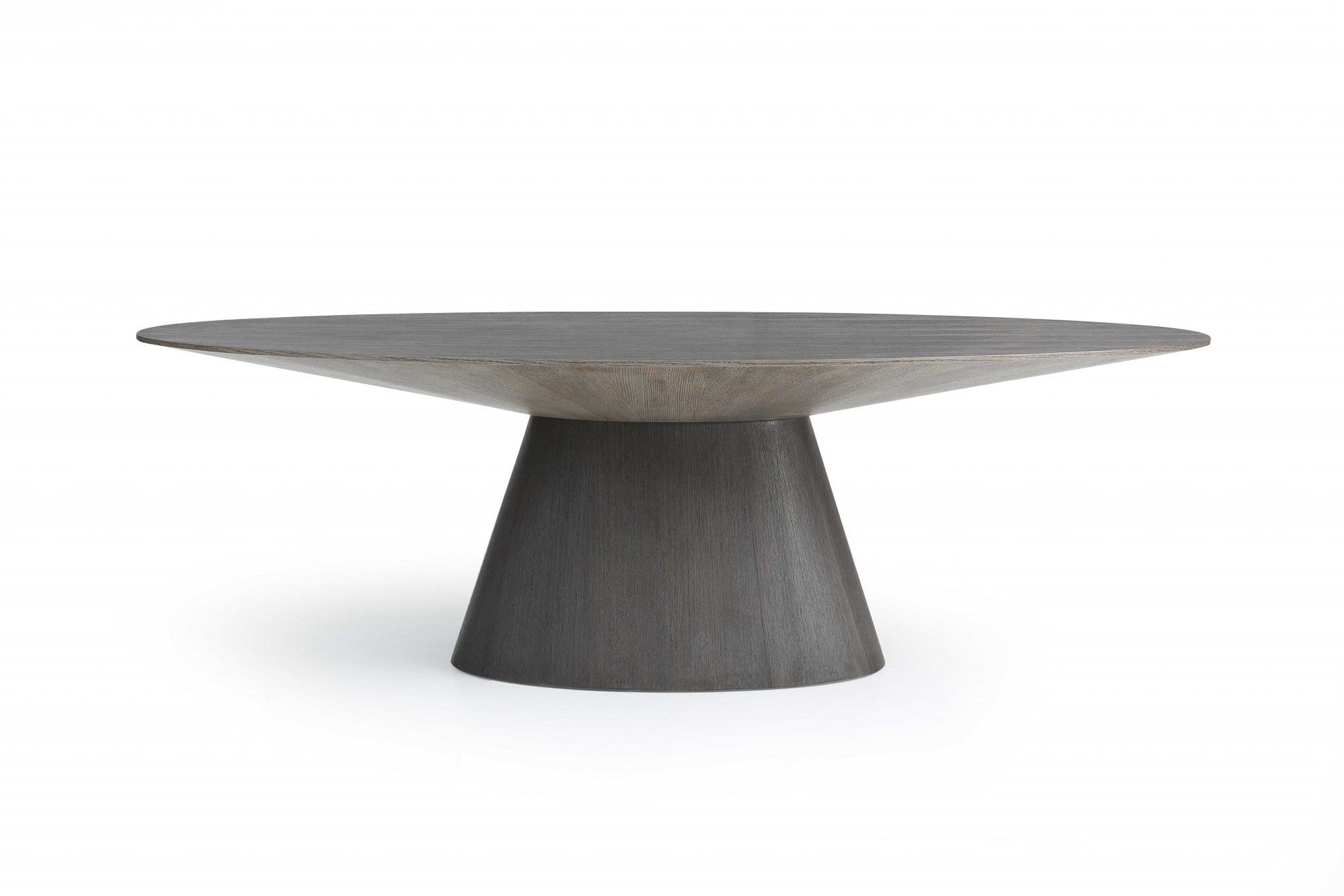 HomeRoots 95 x 43 x 30 Gray Oak0 Veneer Oval Dining Table