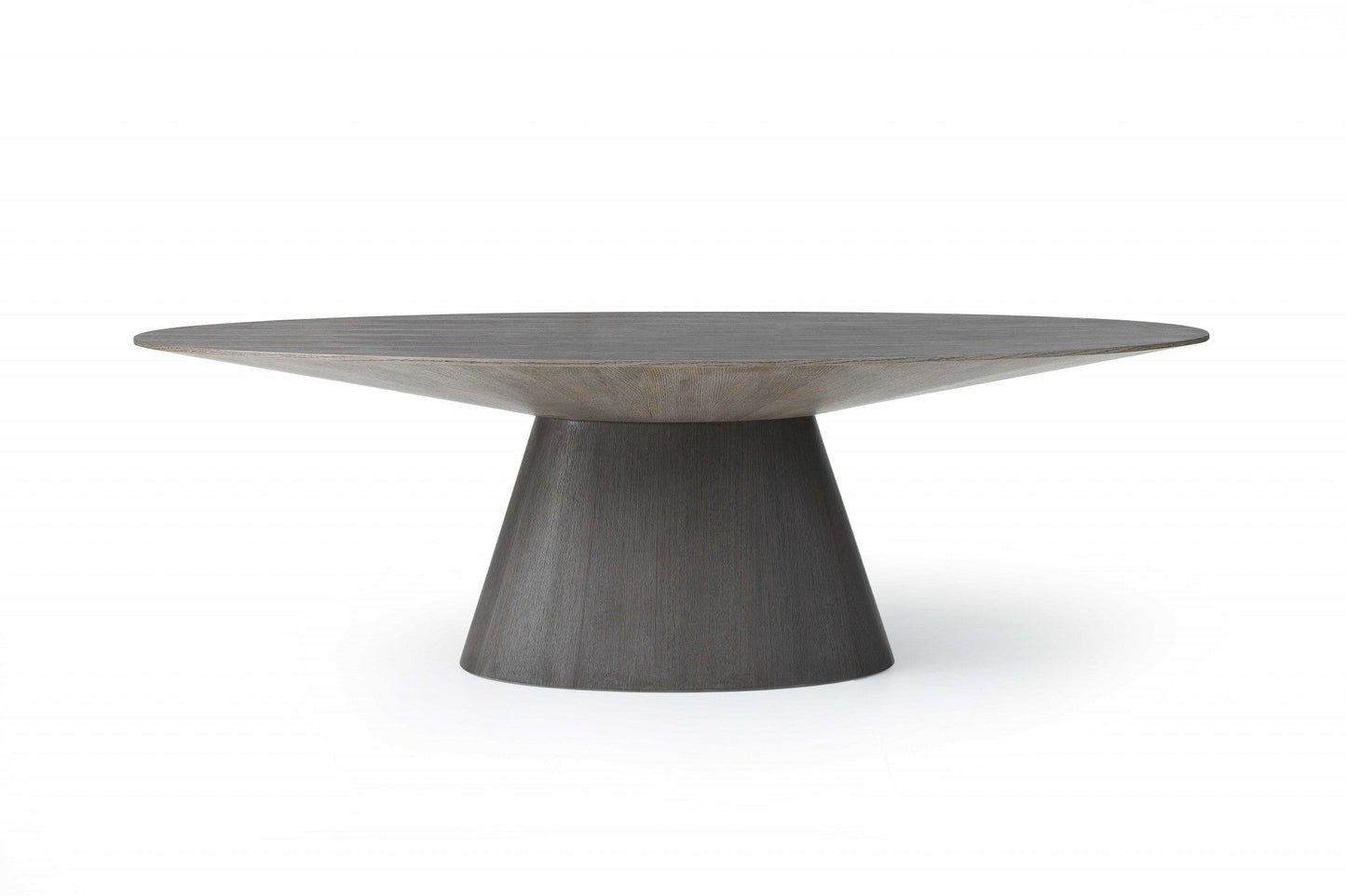 HomeRoots 95 x 43 x 30 Gray Oak0 Veneer Oval Dining Table