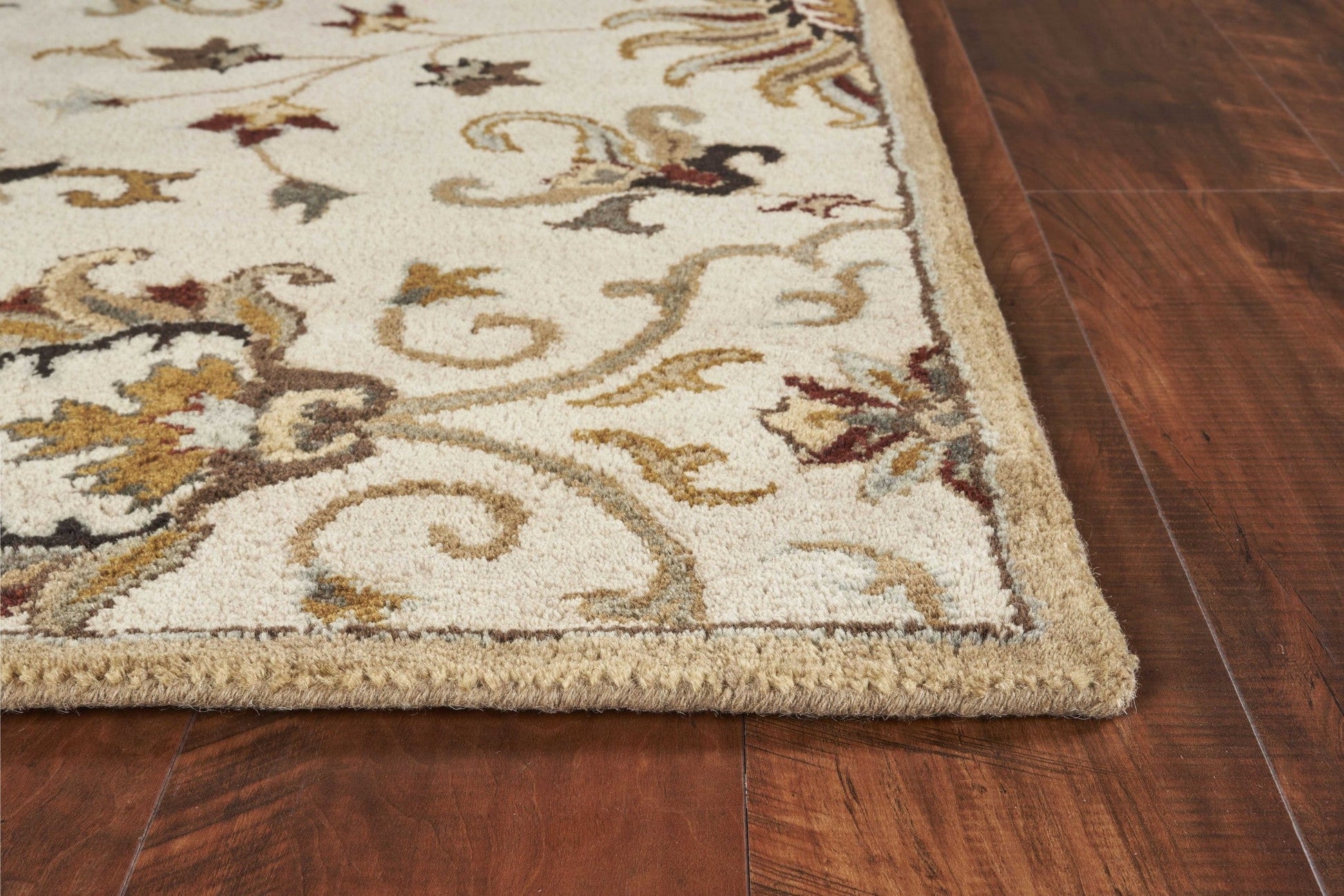 HomeRoots 96" x 126" Champagne Wool Rug
