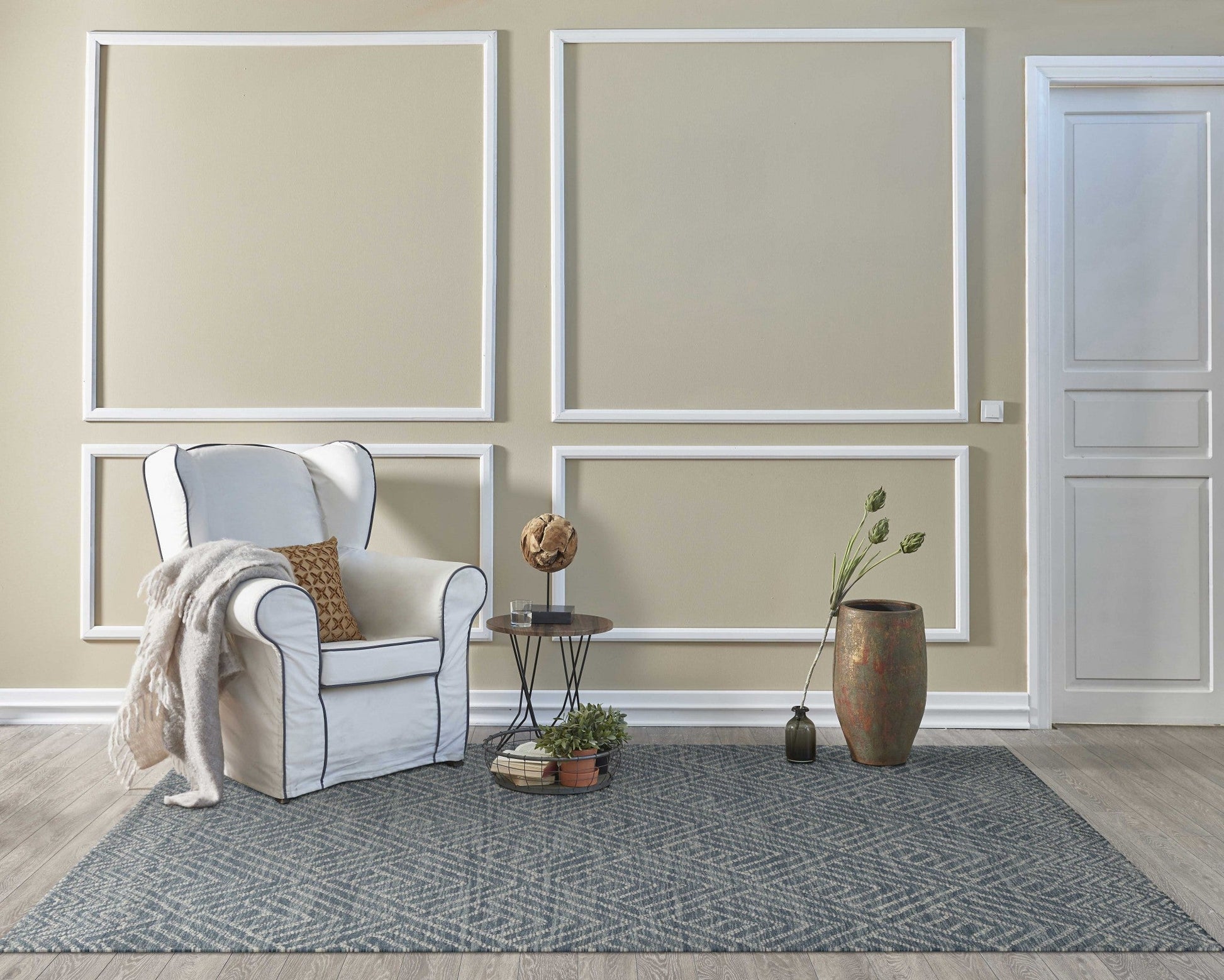 HomeRoots 96 x 132 Denim Wool Rug