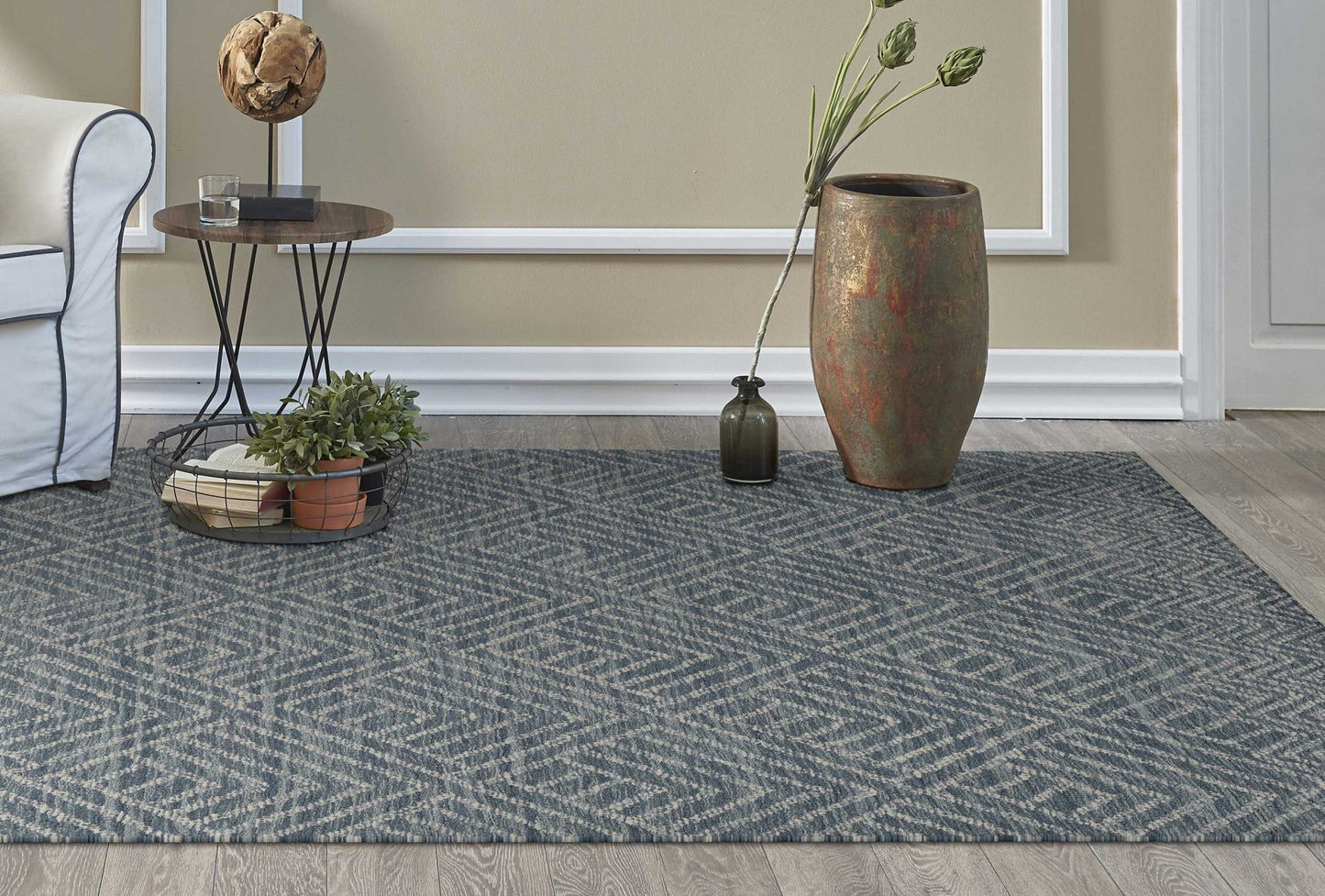 HomeRoots 96 x 132 Denim Wool Rug