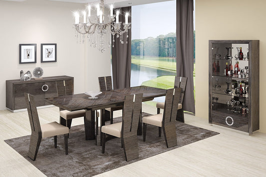 HomeRoots 98.5" x 43.5" x 30" Gray Dining Table And 6" Chair Set