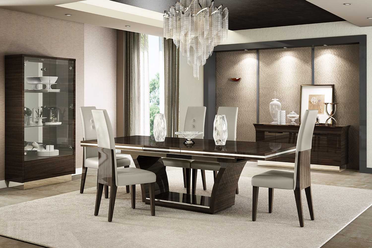 HomeRoots 98.5" x 43.5" x 30" Wenge Dining Table And 6Pcs Chair Set