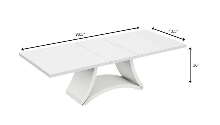 HomeRoots 98.5" x 43.5" x 30" White Dining Table And 6" Chair Set