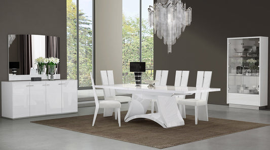 HomeRoots 98.5" x 43.5" x 30" White Dining Table And 6" Chair Set