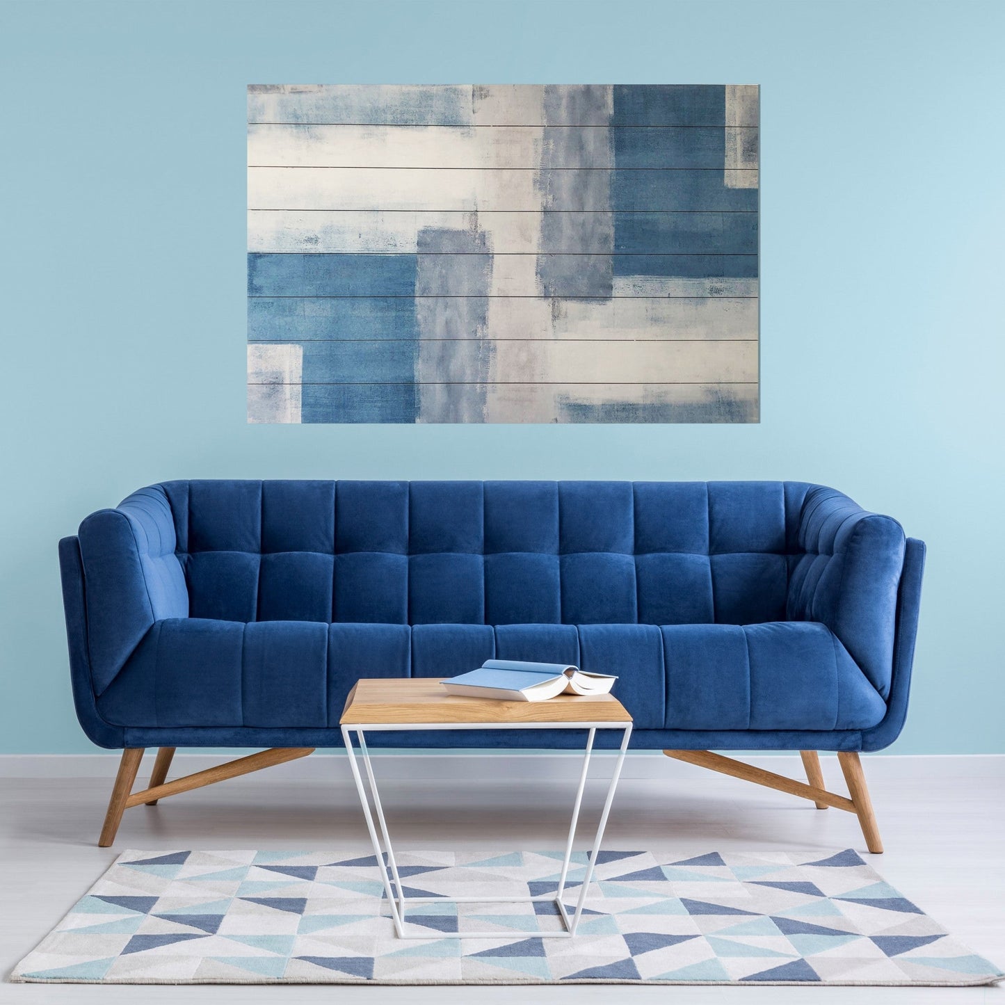 HomeRoots Abstract Soft Blue Pattern Wood Plank Wall Art