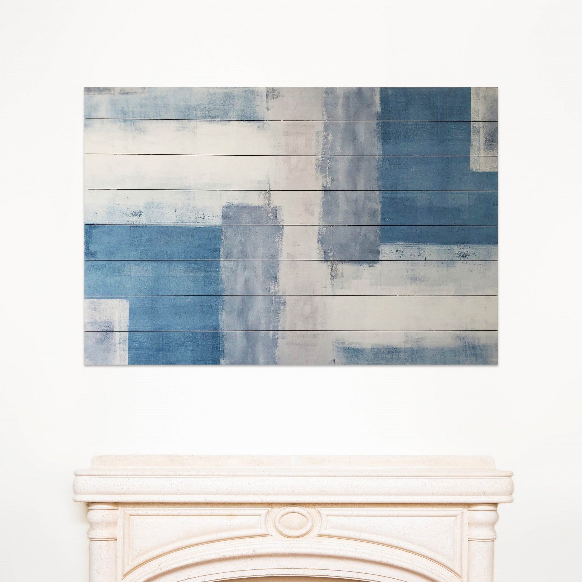 HomeRoots Abstract Soft Blue Pattern Wood Plank Wall Art