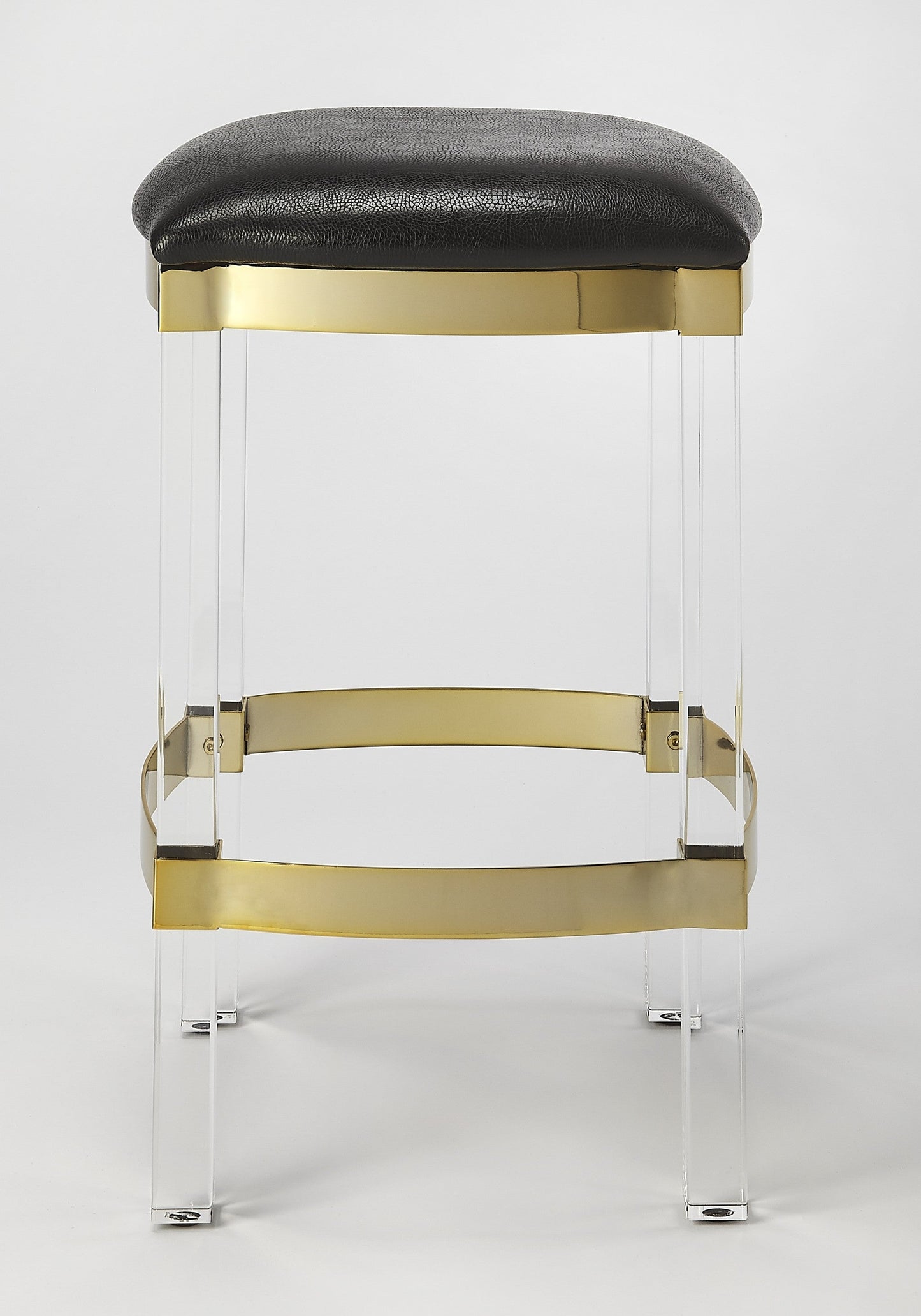HomeRoots Acrylic And Black Leather Counter Stool