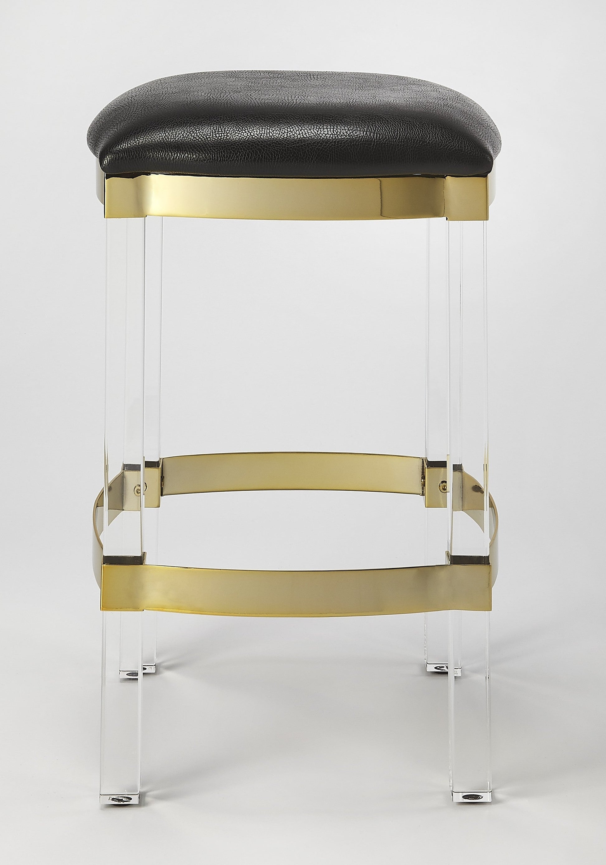 HomeRoots Acrylic And Black Leather Counter Stool