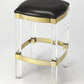HomeRoots Acrylic And Black Leather Counter Stool