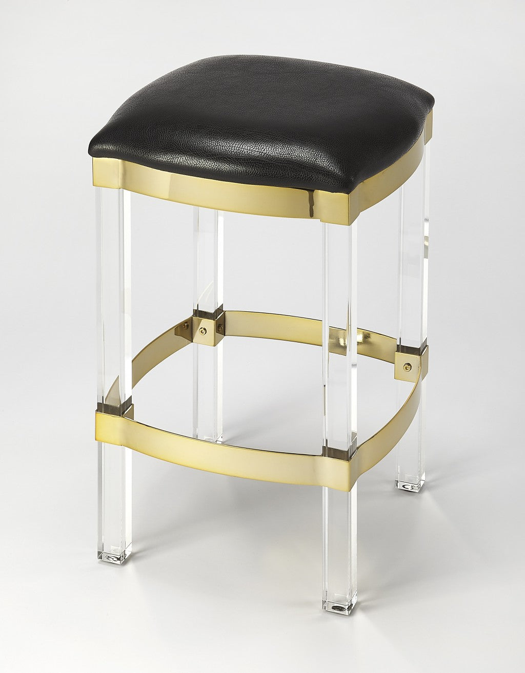 HomeRoots Acrylic And Black Leather Counter Stool