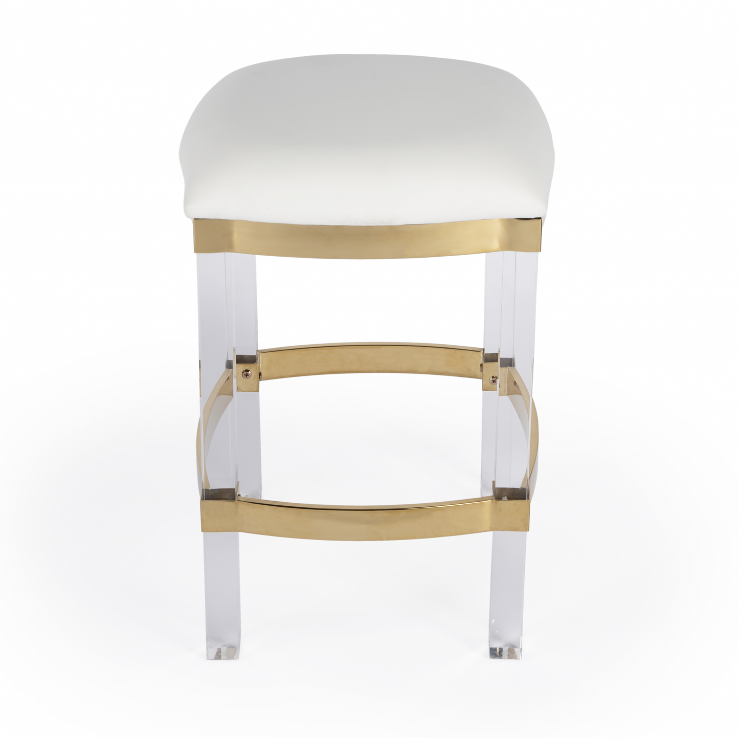 HomeRoots Acrylic And Polished Gold Counter Stool