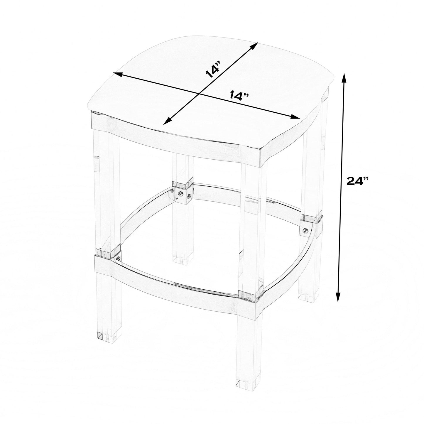 HomeRoots Acrylic And Polished Gold Counter Stool