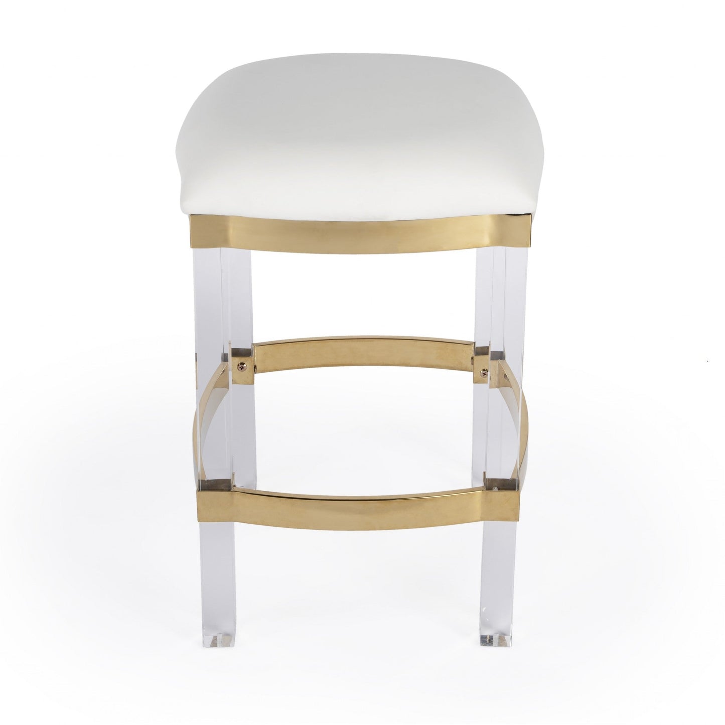HomeRoots Acrylic And Polished Gold Counter Stool