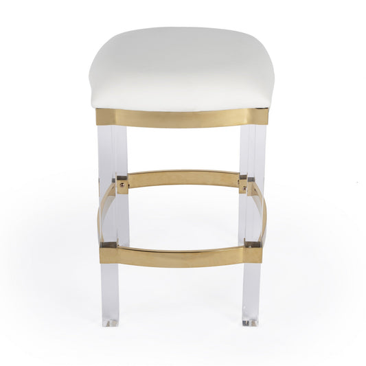 HomeRoots Acrylic And Polished Gold Counter Stool