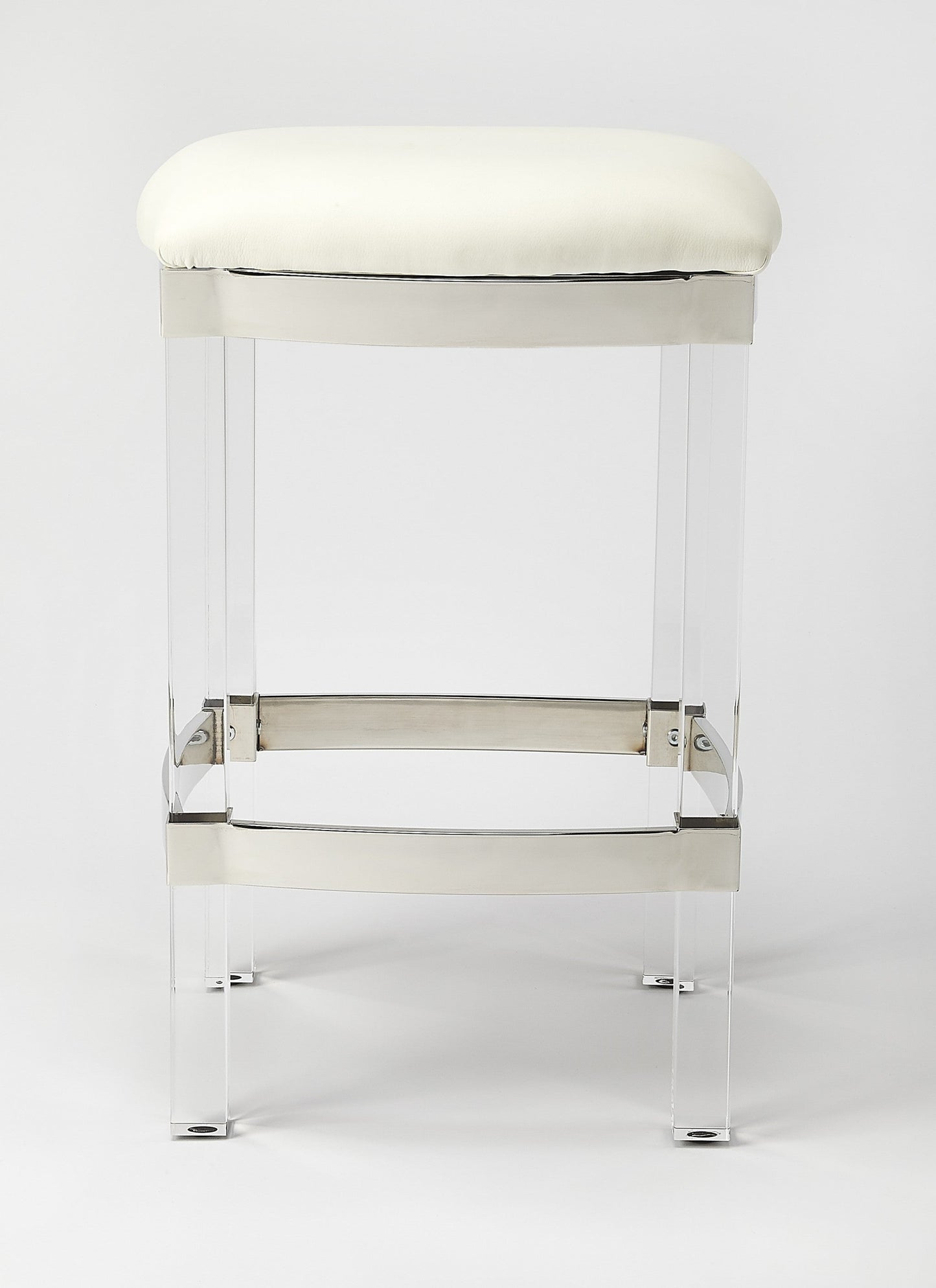 HomeRoots Acrylic And White Leather Counter Stool