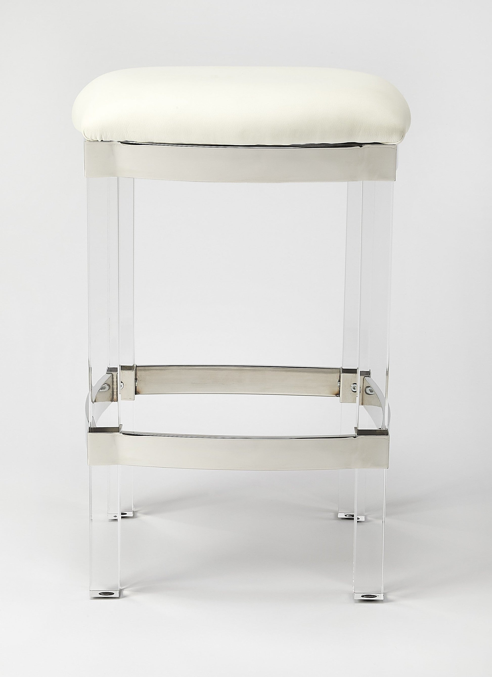 HomeRoots Acrylic And White Leather Counter Stool