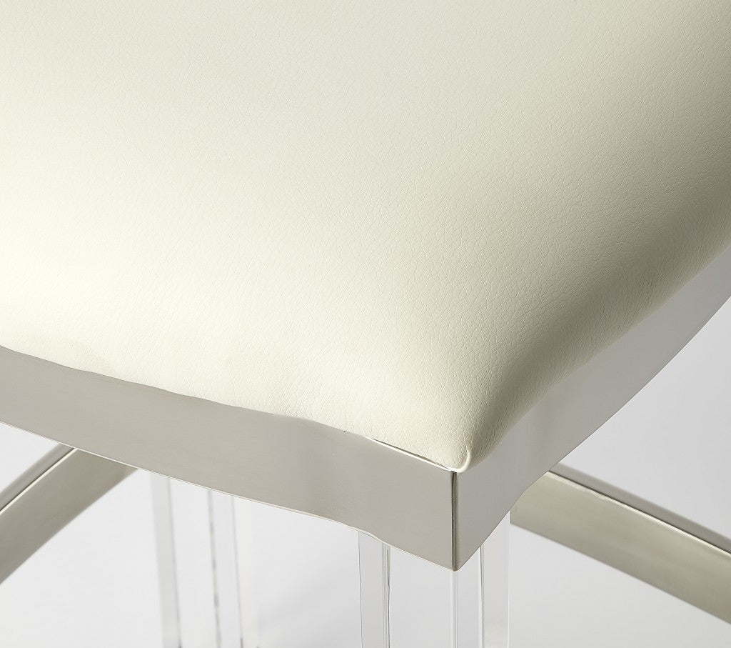 HomeRoots Acrylic And White Leather Counter Stool
