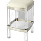 HomeRoots Acrylic And White Leather Counter Stool