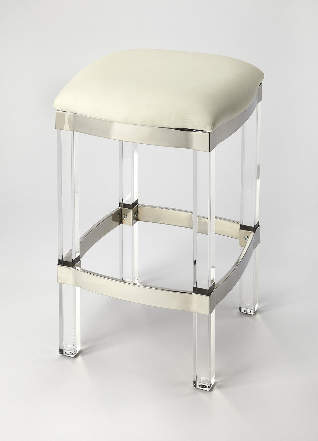 HomeRoots Acrylic And White Leather Counter Stool