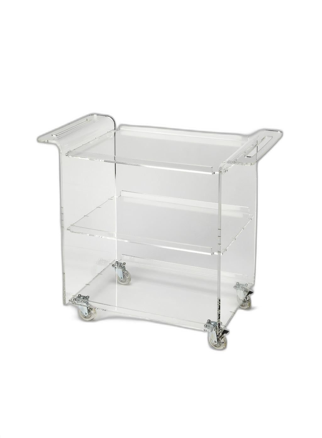 HomeRoots Acrylic Rolling Server Bar Cart With Clear Finish