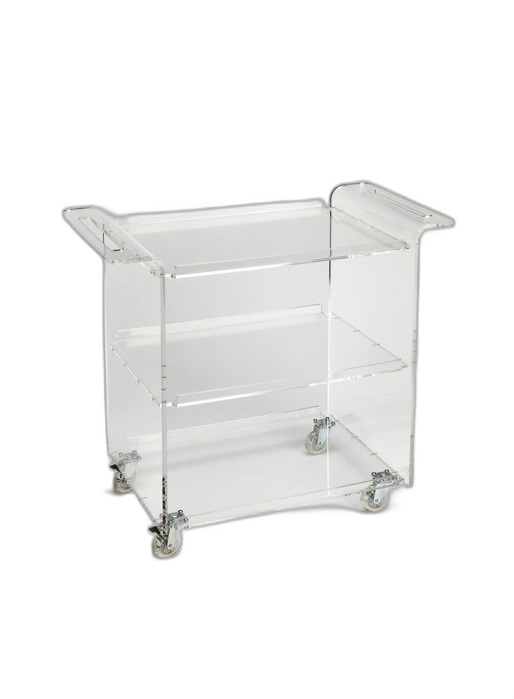 HomeRoots Acrylic Rolling Server Bar Cart With Clear Finish