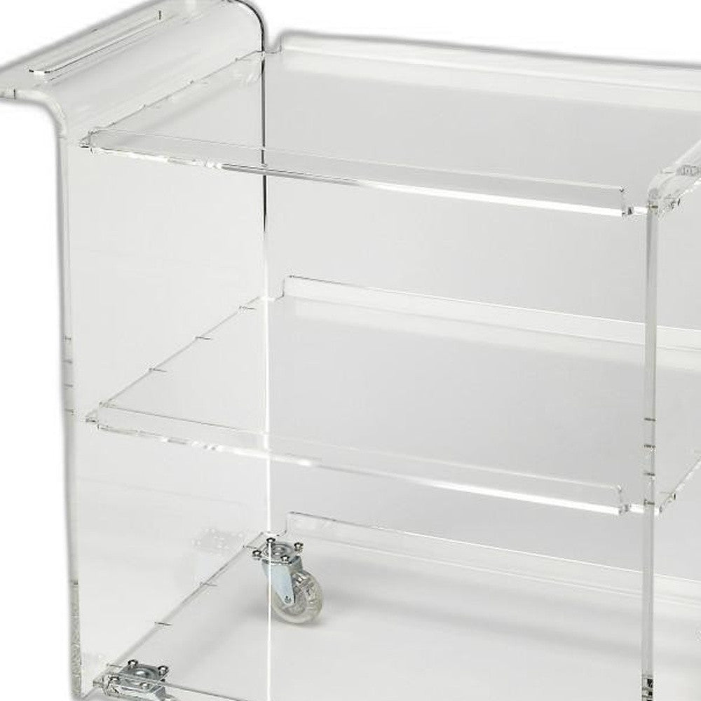 HomeRoots Acrylic Rolling Server Bar Cart With Clear Finish