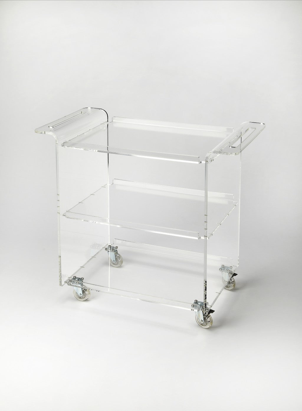 HomeRoots Acrylic Rolling Server Bar Cart With Clear Finish