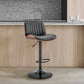 HomeRoots Adjustable Black Faux Leather Black Steel and Walnut Bar Stool