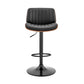 HomeRoots Adjustable Black Faux Leather Black Steel and Walnut Bar Stool